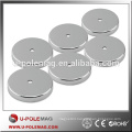 Round Base Neodymium Magnet Fastener with 5mm Center Hole Chrome Plate